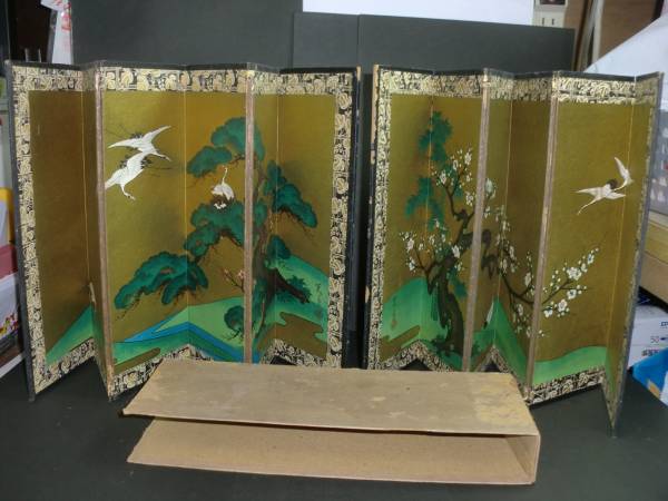 【南十字星】0609O大正時代　雛道具　金屏風