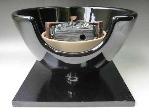 茶道具○美品 野々田式風炉型電熱器 黒紅鉢 共箱付○