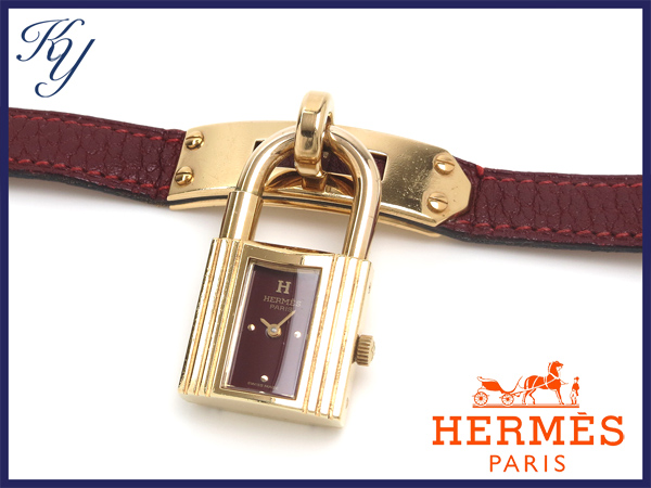 1円～ 美品 本物 HERMES エルメス ケリー GP革 レディース 時計