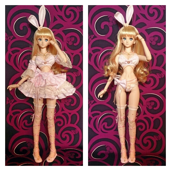 ドルフィードリーム L胸用 お洋服 薄桃うさぎセット