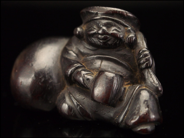 【治】木彫　布袋様根付☆提物　腰提　ZB42