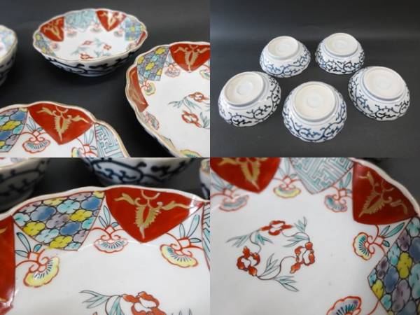 古伊万里 【広吉堂】伊万里 なます皿 皿 色絵 時代 唐草 美品 5枚