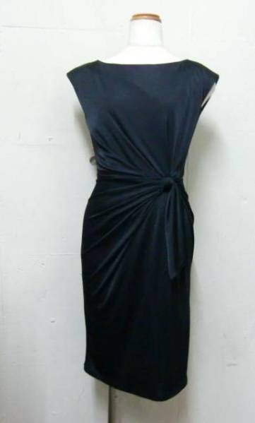 ★MATERIA/マテリア○黒 ドレープ 美ライン ワンピース 36 美品