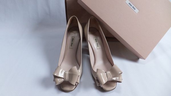 Miu Miu ミュウ ミュウ リボンオープントゥパンプス 36.5 ミュウミュウ