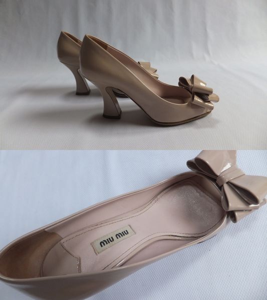 Miu Miu ミュウ ミュウ リボンオープントゥパンプス 36.5 ミュウミュウ