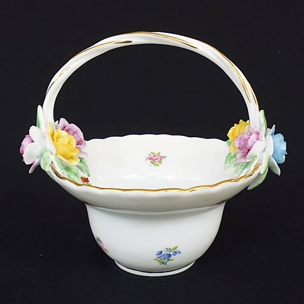 S9 ROYAL ARDEN ロイヤルアーデン バスケット 小物入 陶花 バラ