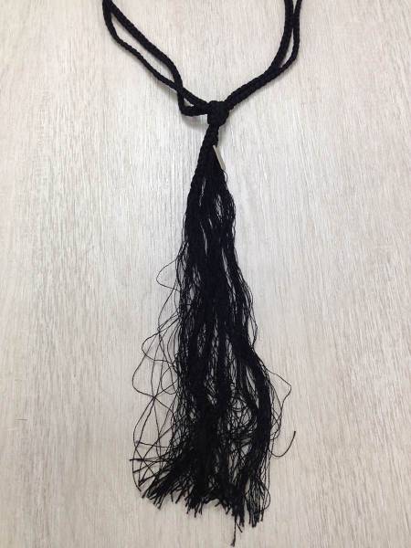 ANN DEMEULEMEESTER チョーカーネックレス ブラック ANN DEMEULEMEESTER◇ネックレス/紐/タッセル/レーヨン/BLK ANN