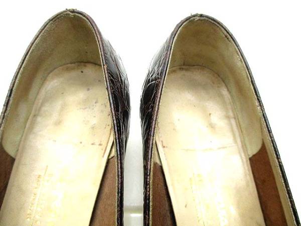 サルヴァトーレフェラガモ パンプス ローヒール レザー 茶