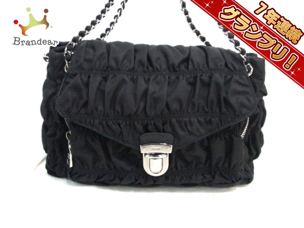プラダ ショルダーバッグ 美品 ギャザーバッグ BR4608 黒 PRADA