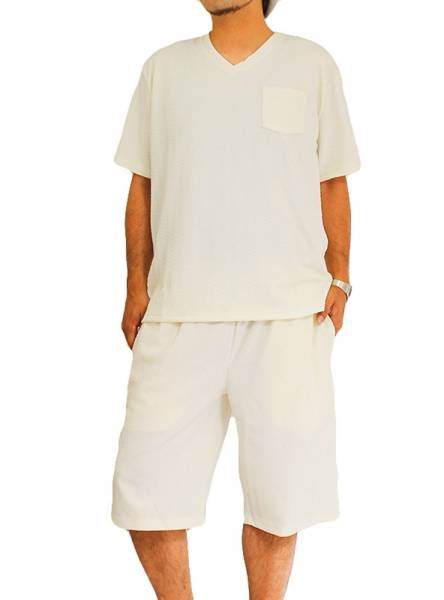 【新品】 4L ホワイト セットアップ メンズ 大きいサイズ 上下