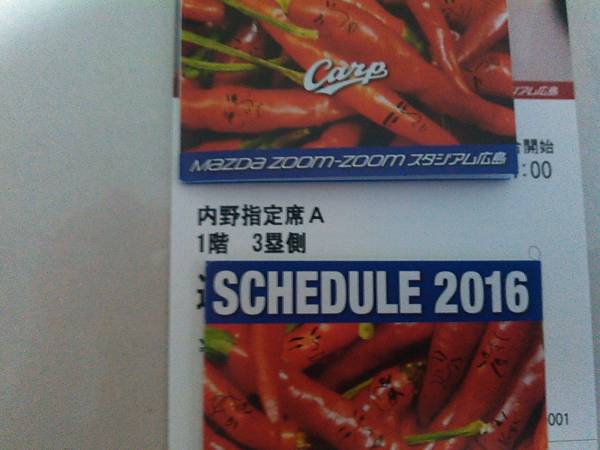 8/6（土）広島対巨人　3塁通路側内野A指定4枚