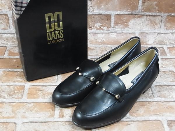 ♪ 未使用! DAKS/ダックス レザー パンプス 24.5cm 黒 撥水加工