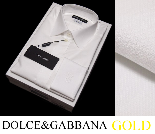 DG ドルガバ 新品本物 ホワイト GOLDライン Yシャツ size41A