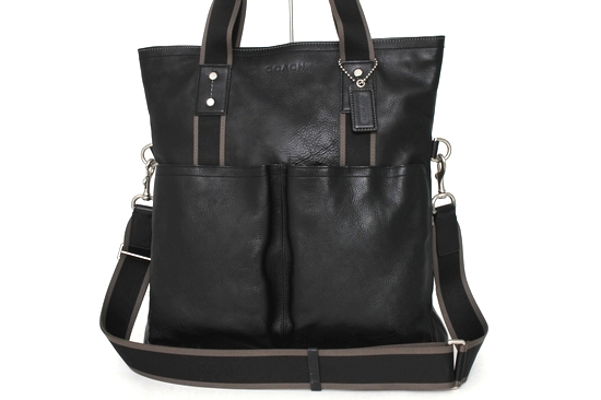 1円～ 美品 COACH コーチ レザー メンズ 2WAY トート バッグ 黒 【公式