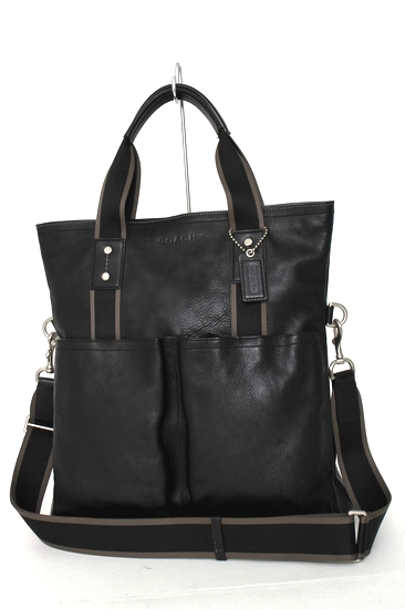 1円～ 美品 COACH コーチ レザー メンズ 2WAY トート バッグ 黒 【公式