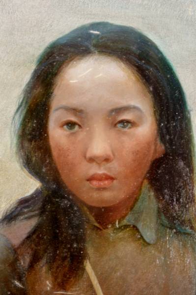 中国 姚遠 郷女 油彩 油絵 肉筆 B9 久富金之助 F25号キャンバス肉筆