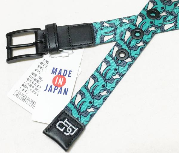 新品 パーリーゲイツ スリラー T-REX柄 ゴルフ ベルト 緑 日本製