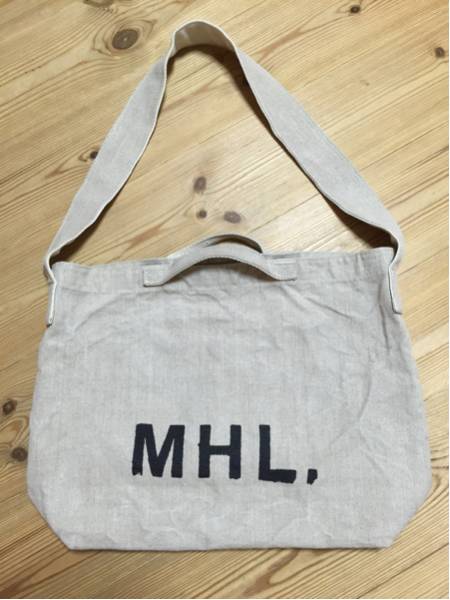 MHL.ヘビーリネンロゴバッグ 美品MHL. 使用1回 ヘビーコットン 