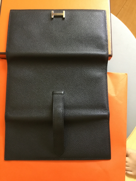 エルメス エルメス ベアン 黒 3つ折長財布 HERMES エプソン 送料無料 