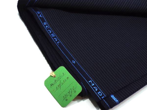 SCABAL 紺色 ストライプ スーツ生地】布地 ENGLAND イギリス