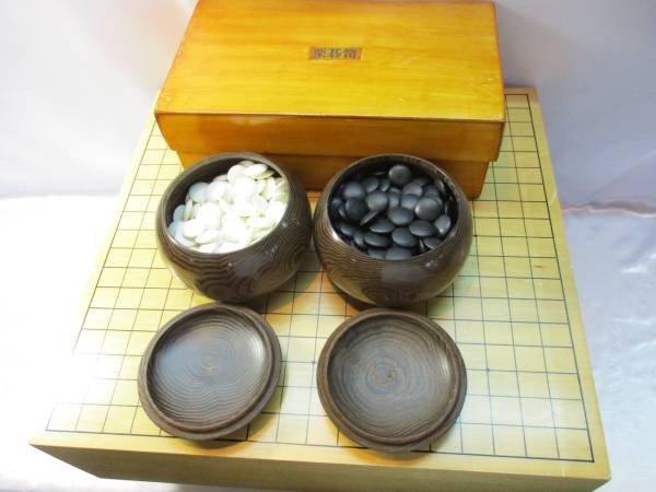 未使用品】蛤碁石と碁筒 明