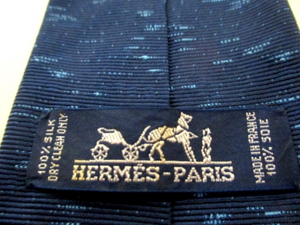 HERMES(エルメス) エルメス ネクタイ メンズ 美品 ネイビー×ライト