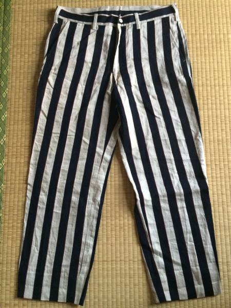 ヨウジヤマモト 麻 ストライプ パンツ コムデギャルソン 囚人