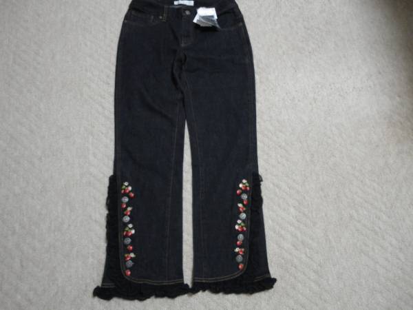 新品　ピンクハウス　イチゴのデニムパンツ　黒L♪　