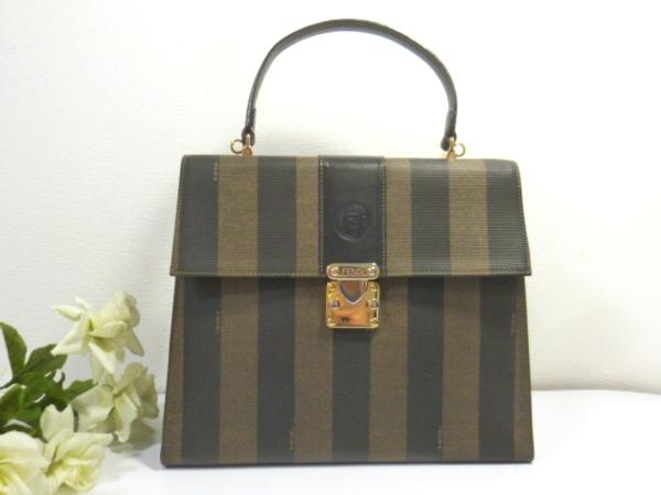 Y◆フェンディ/ヴィンテージ ケリー型ペカン柄ハンドバッグ茶柄