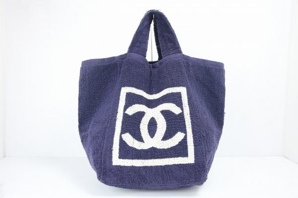 CHANEL シャネル ココマーク パイル地 ハンドバッグ ネイビー ブランド 