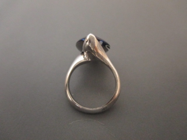 バカラ リング T53 美品 シルバー×クリスタルガラス ブルー Baccarat