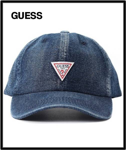 BLUE 【GUESS DENIM 6 PANEL CAP ゲス デニムキャップ】