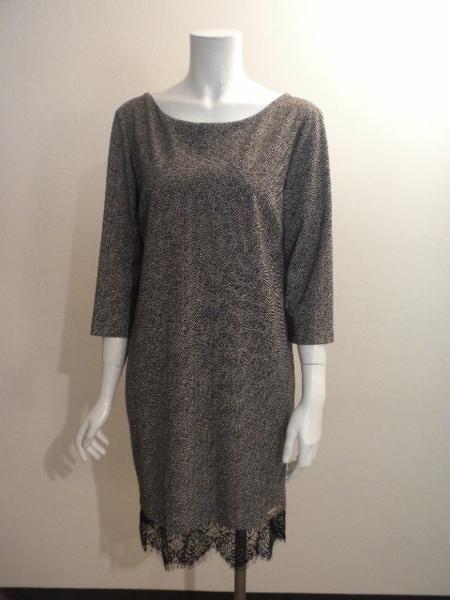 新品16AW♪伊リナシメント◆秋色ヘリンボン柄の上品ラインワンピ