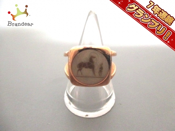 エルメス リング コロゾ 金属素材 ピンクゴールド×アイボリー