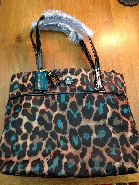 超美品2013人気 コーチ　オセロットトート　ヒョウグリーン