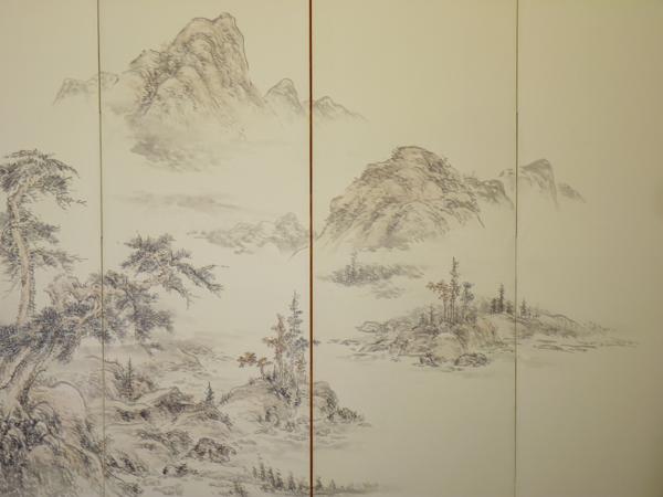 都屋】玉舟銘 秋景山水図屏風六曲半双 紙本肉筆 【公式通販】