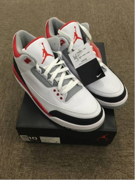 新品 Nike Air Jordan 3 Retro Fire red 28cm 白赤 Chicago 88 1