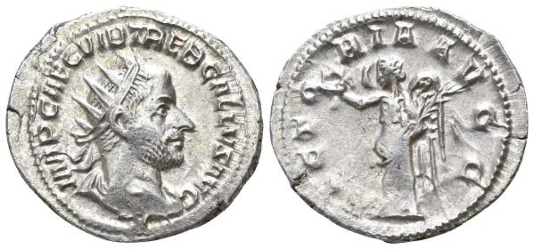 古代ローマ帝国 トレボニアヌス・ガッルス 銀貨 3，56 g / 23 mm