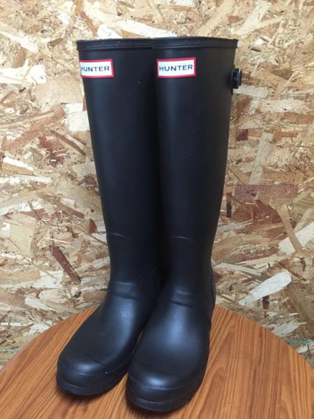 ☆美品 HUNTER ハンター レイン ブーツ 黒 25㎝ UK6 は ファッション