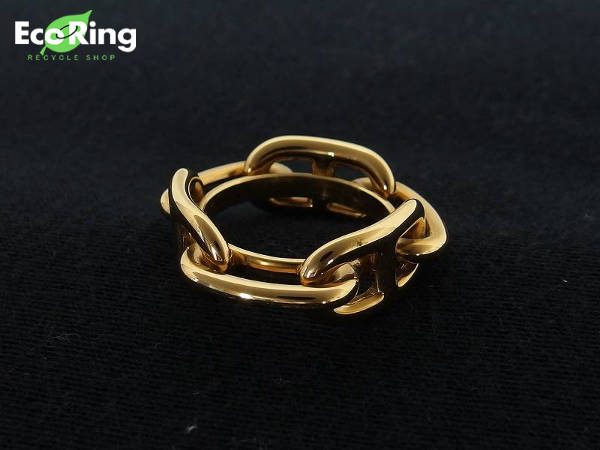 1円 エルメス シェーヌダンクル スカーフ リング 金色 BV575