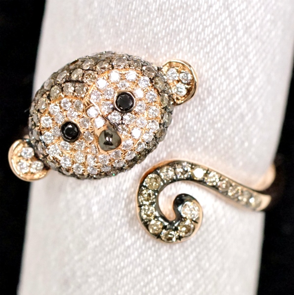 ダイヤモンド0.65ct K18PG おさるさんのリング 15号【未使用品】