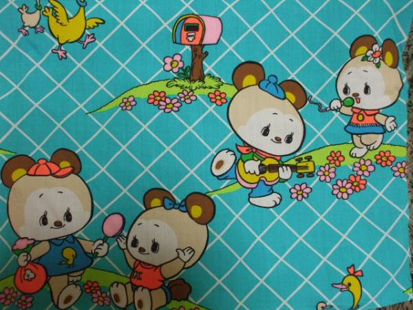 昭和レトロ生地　　くま　♪　カラオケ　♪　お花　　_3