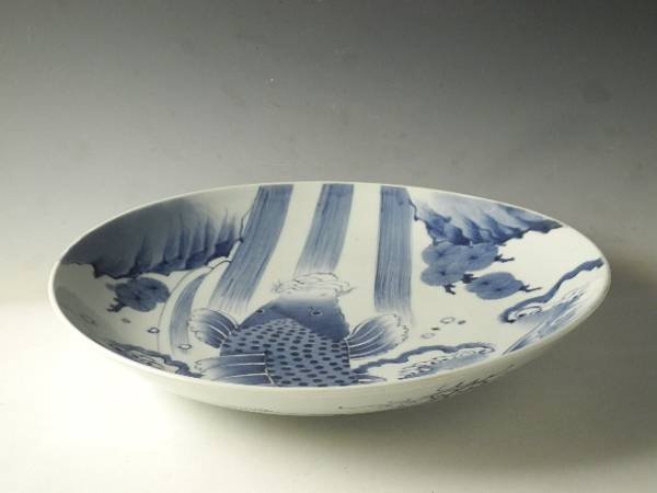 Yahoo!オークション - 古伊万里 染付 鯉の滝登り文様 尺皿 大皿 太明成