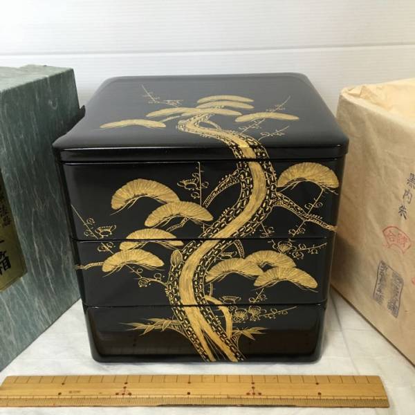 根来塗 きりだめ 三個入り弁当箱
