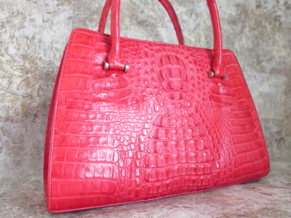 CROCODILE クロコダイル レザー ハンド バッグ 赤 未使用 - 中古・古着 