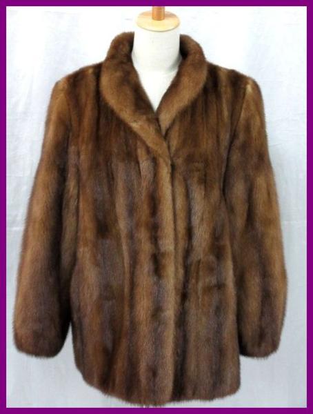 27573★OSFUR/オズファー ミンク 毛皮ハーフコート 13/L位/茶系