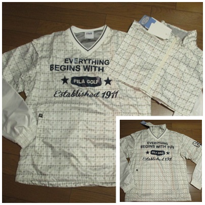 訳有新品★FILAフィラ ネック付ウィンドブレーカー Lグレー 03B