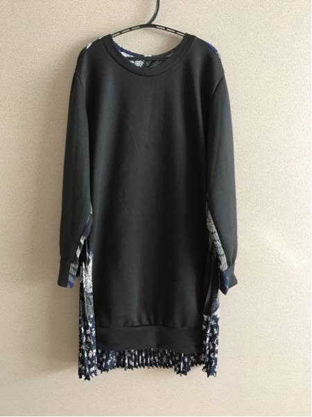 新品同様 異素材 ボタニカル バックプリーツ ワンピース