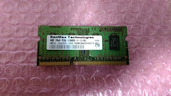 送料無料 SanMax DDR3L SO-DIMM 4GB 2枚組 PC3L-12800 No.3