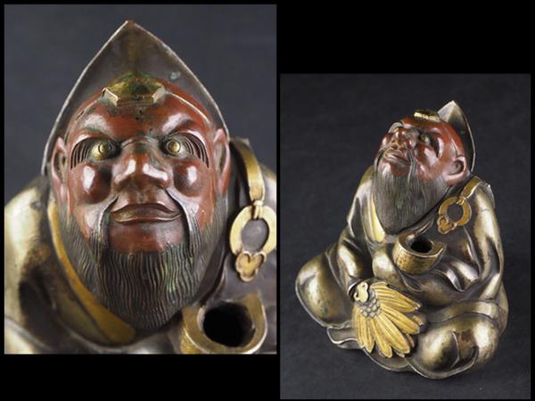 【夢工房】時代銅製天狗像文具　637ｇ　SA16